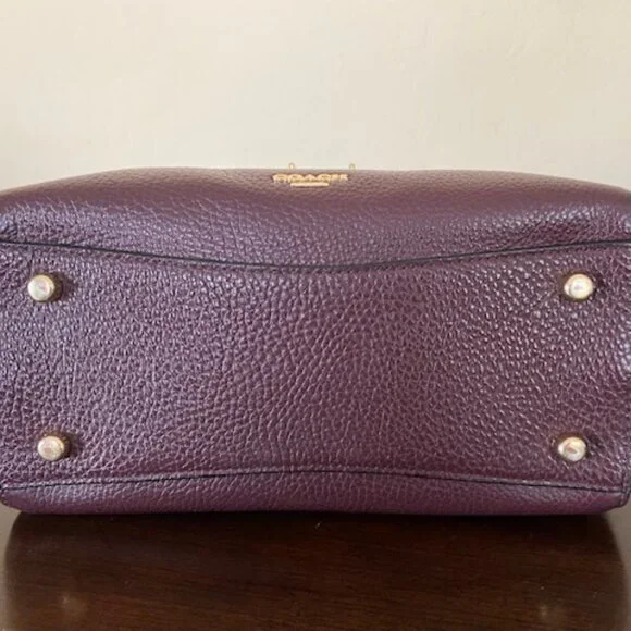 Coach F55665 Pebble And Smooth Leather Satchel/Shoulder/Crossbody Bag Burgundy